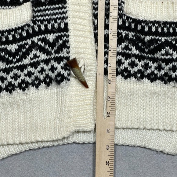 AvalancheNordic Toggle Cardigan Sweater Hooded Small Black White Fair Isle Knit - Picture 9 of 14